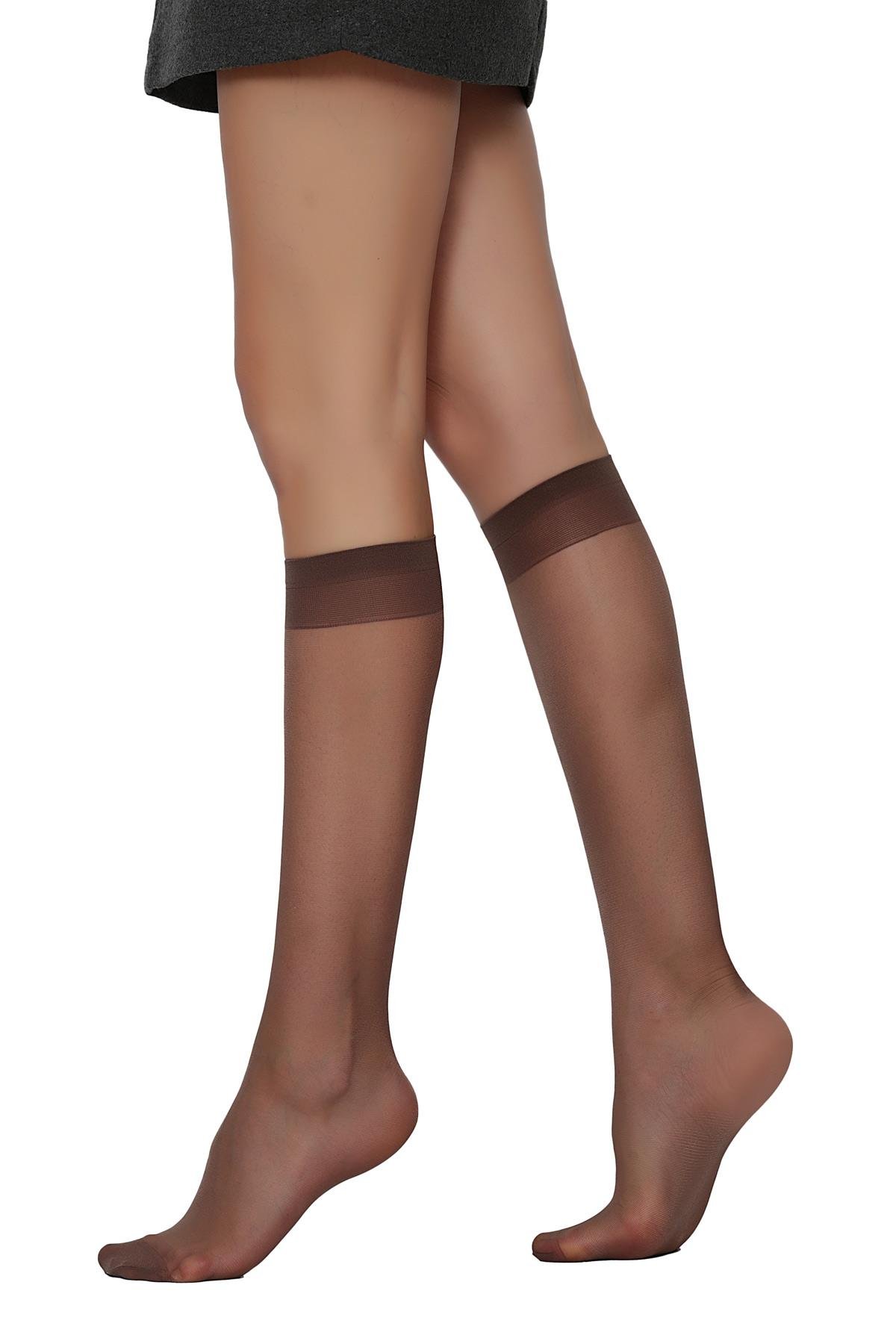 Elit 15 Yarı Mat Dizaltı Çorap VİZON