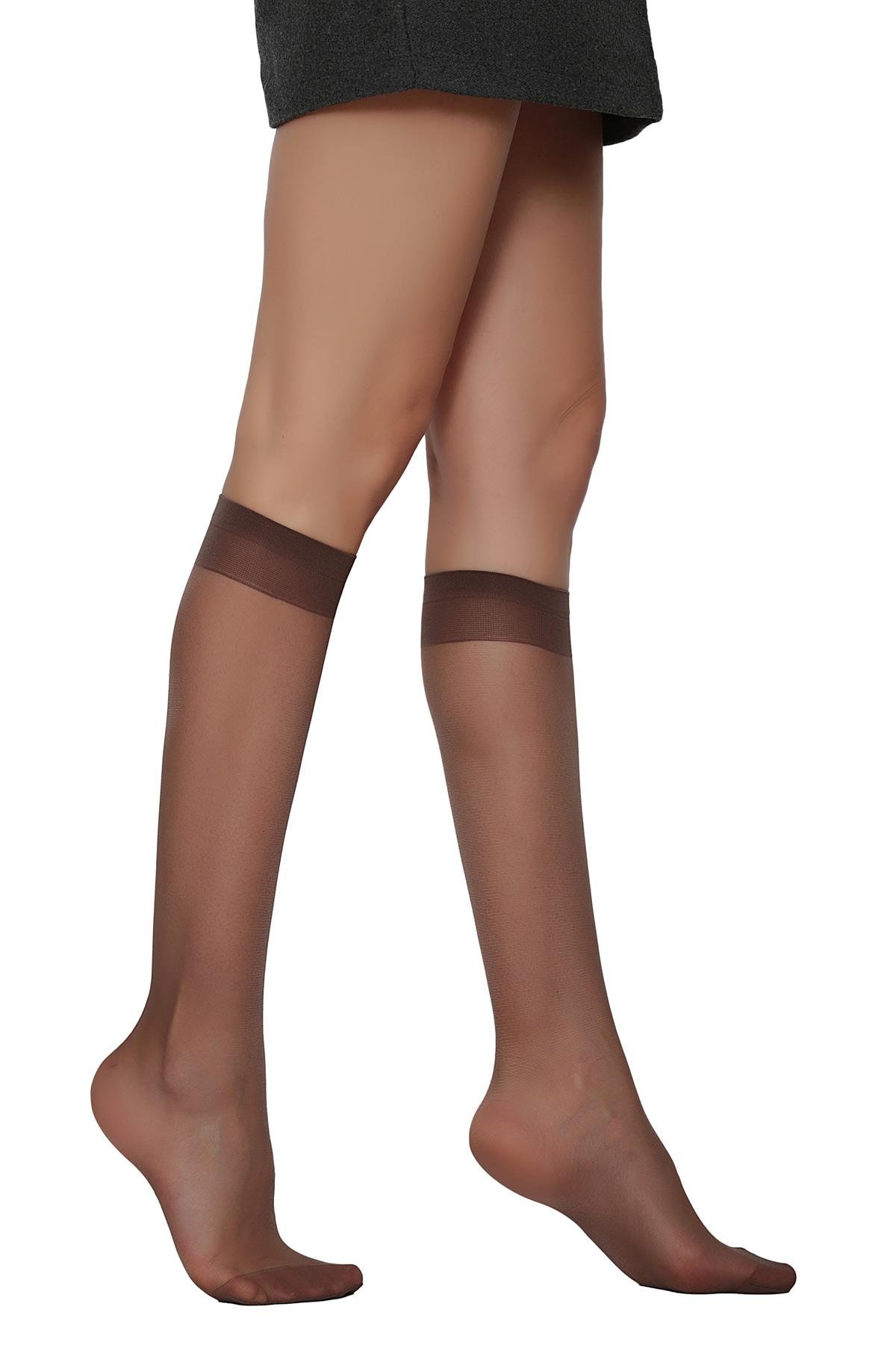 Elit 15 Yarı Mat Dizaltı Çorap VİZON