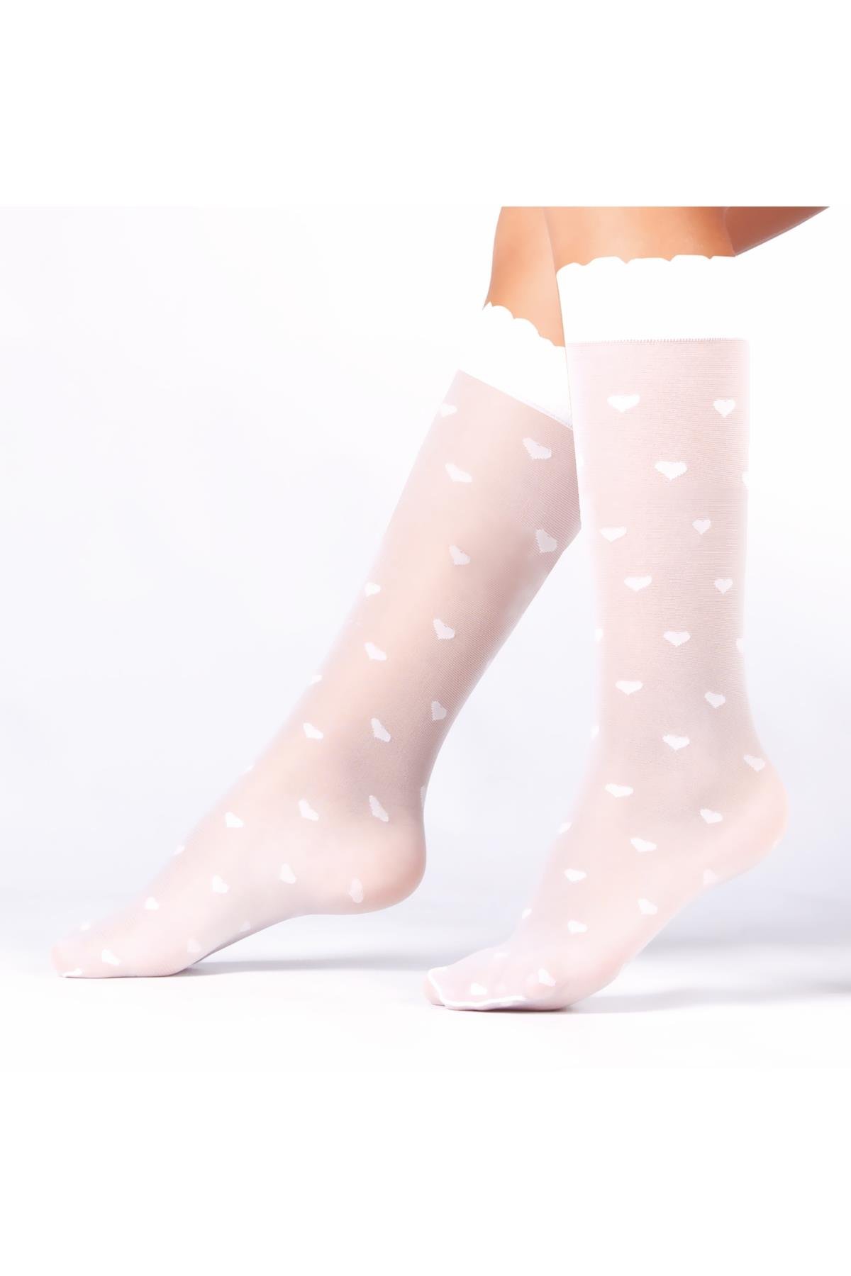 Kalpli Çocuk Dizaltı Çorap BEYAZ