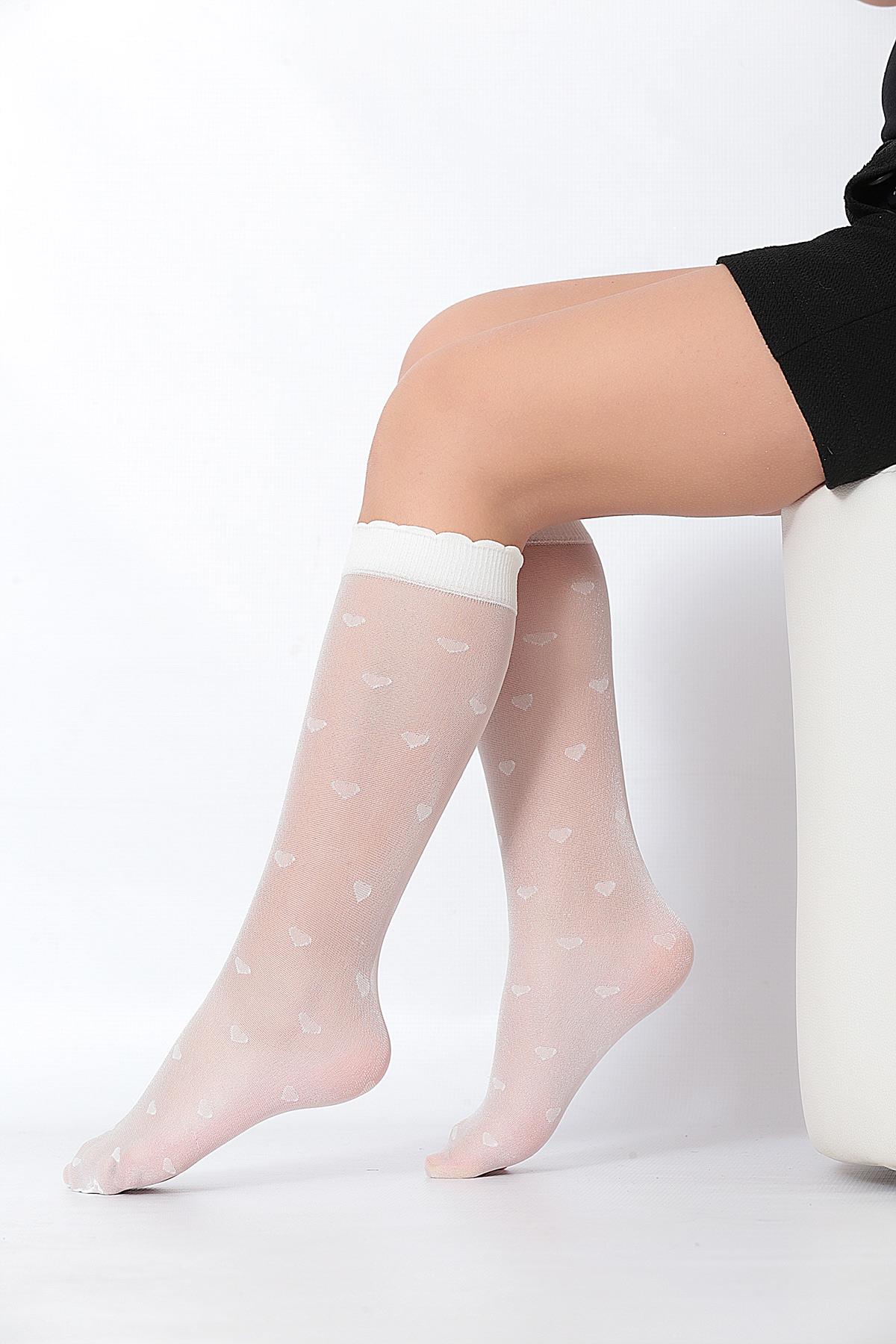 Kalpli Çocuk Dizaltı Çorap KEMİK