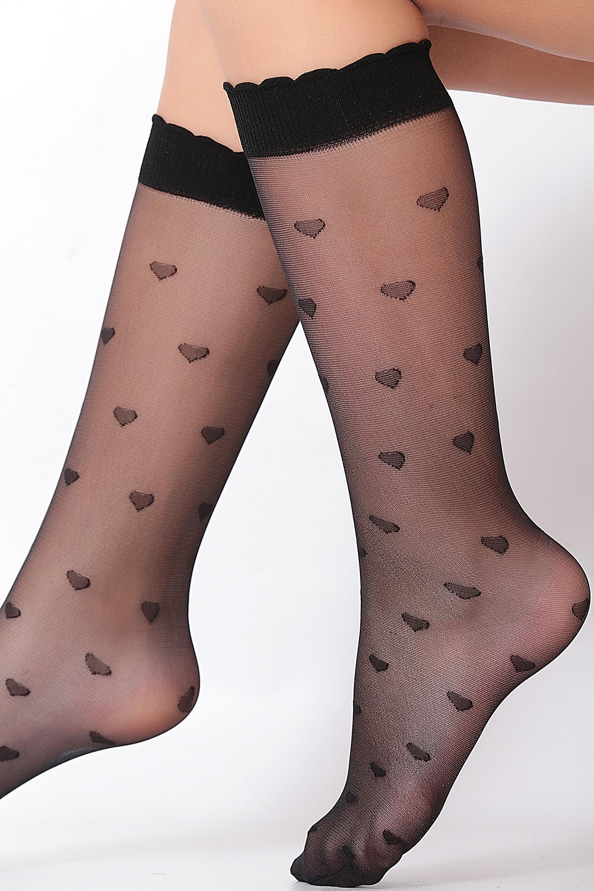 Kalpli Çocuk Dizaltı Çorap SİYAH