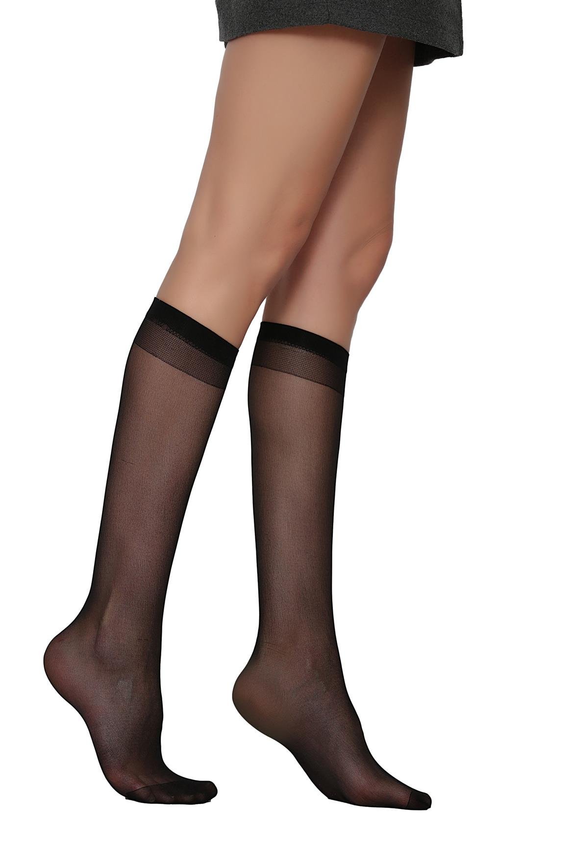 Klasik 15 Mat Lycrasız Dizaltı Çorap SİYAH