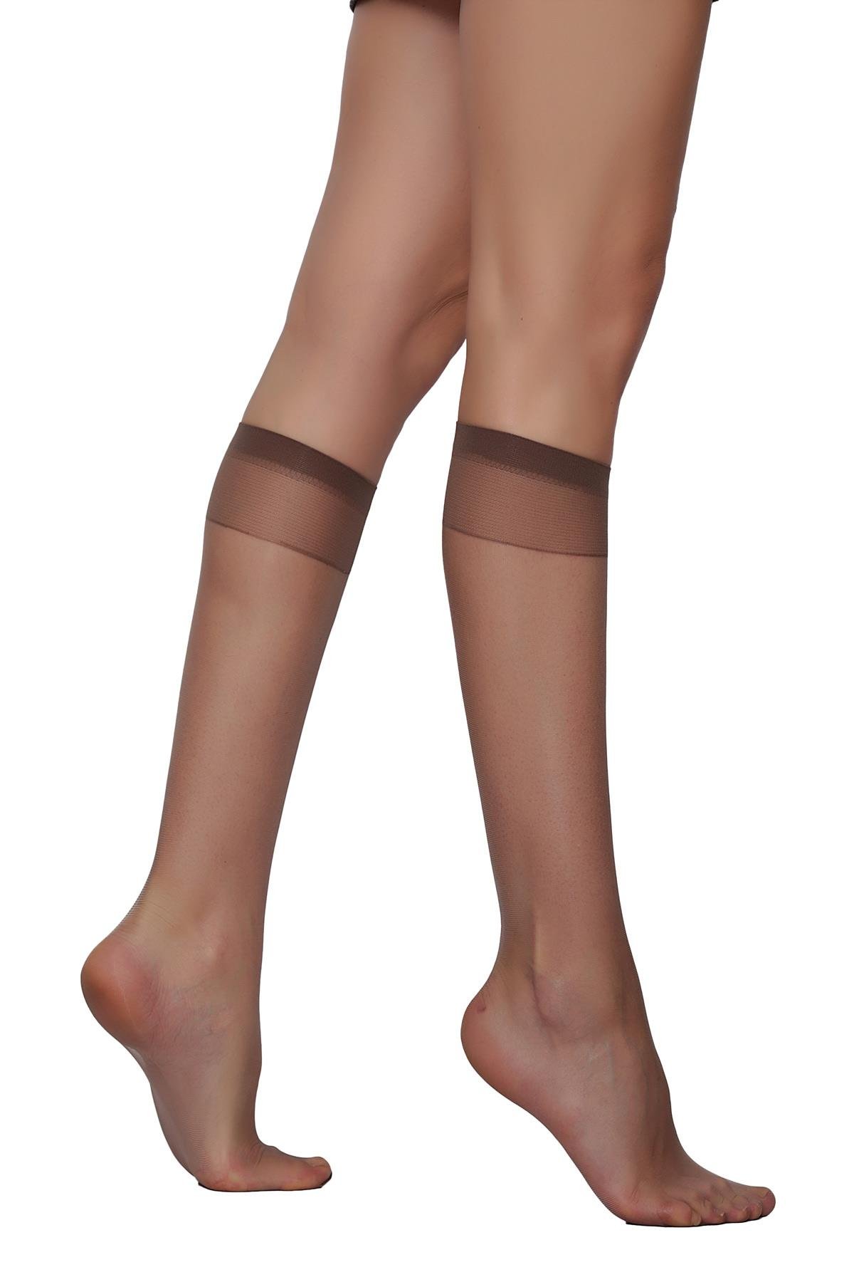 Lady Fity 15 Burun İzsiz Dizaltı Çorap VİZON