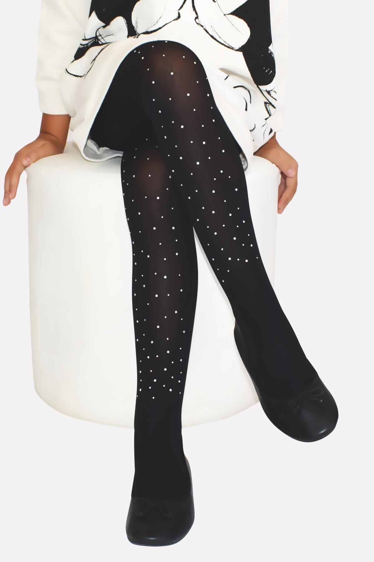 Mikro 50 Taşlı Çocuk Külotlu Çorap SİYAH