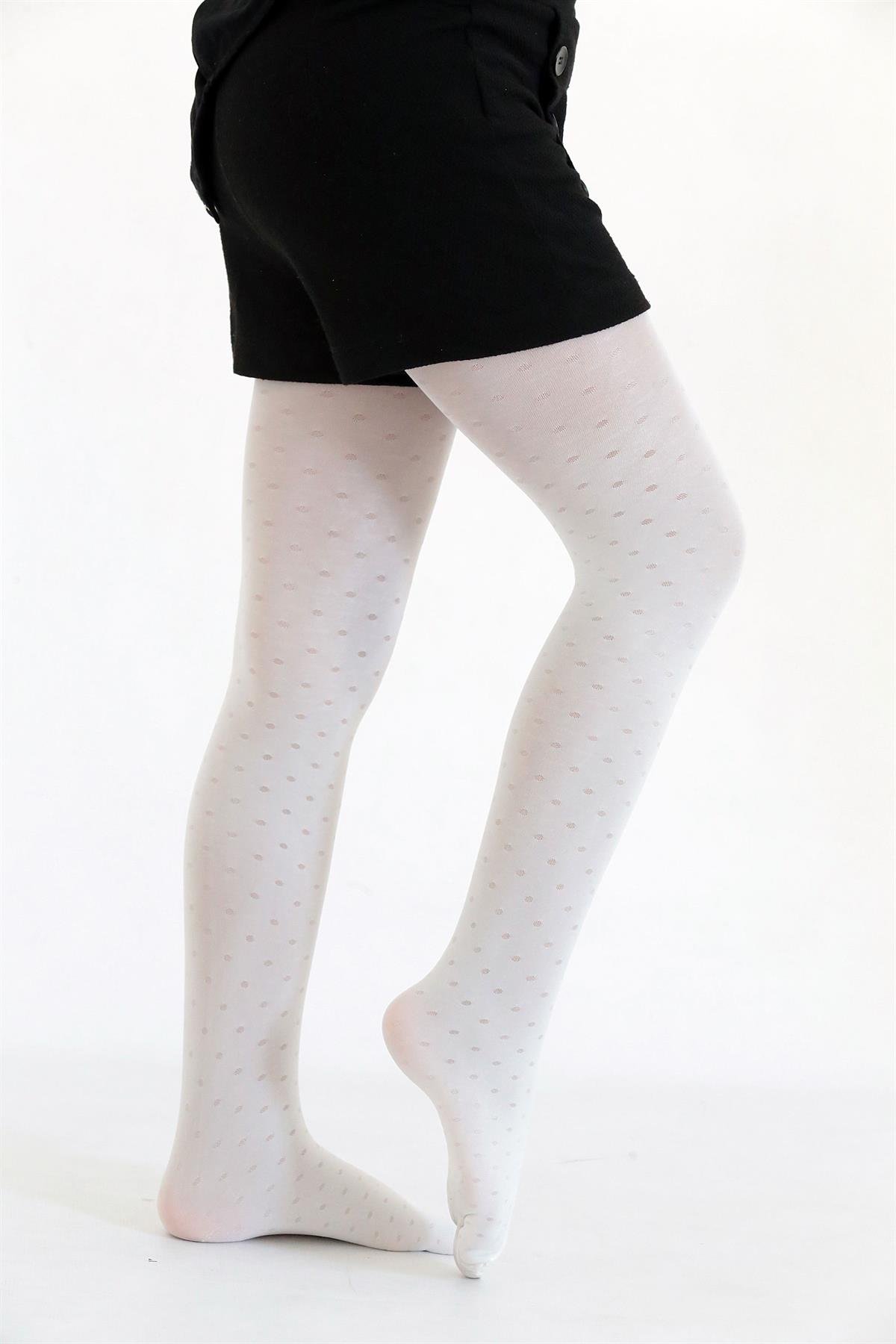NOKTA ÇOCUK KÜLOTLU ÇORAP BEYAZ