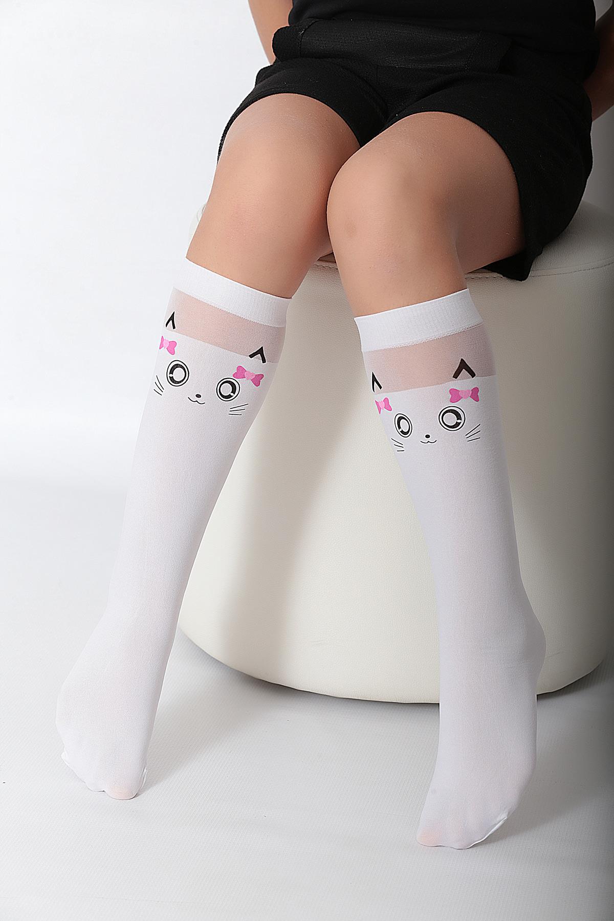 Pamuk Çocuk Dizaltı Çorap BEYAZ
