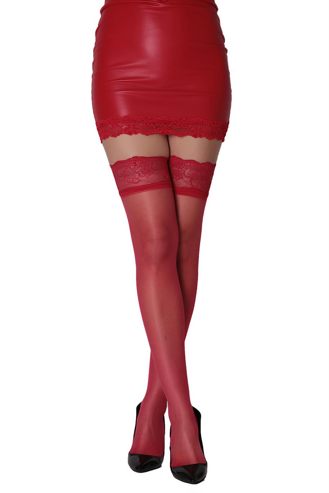 Party 15 Silikonlu Dantelli Jartiyer Çorap KIRMIZI