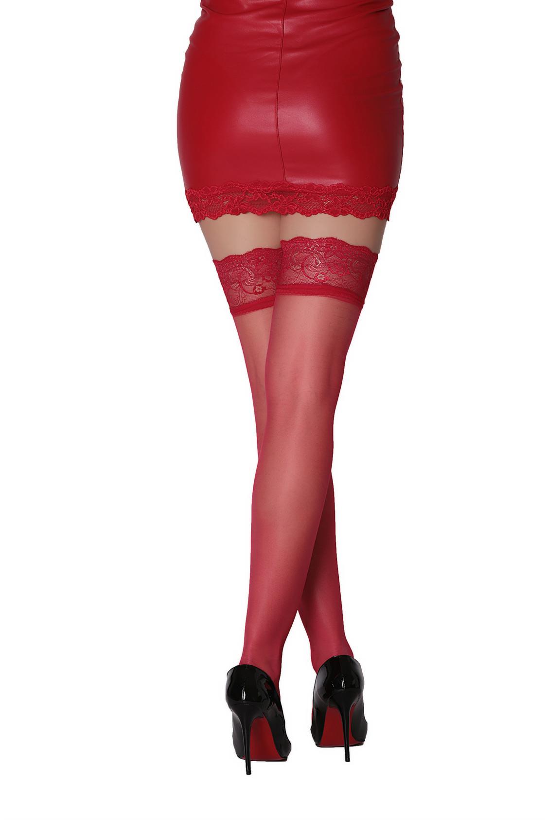 Party 15 Silikonlu Dantelli Jartiyer Çorap KIRMIZI