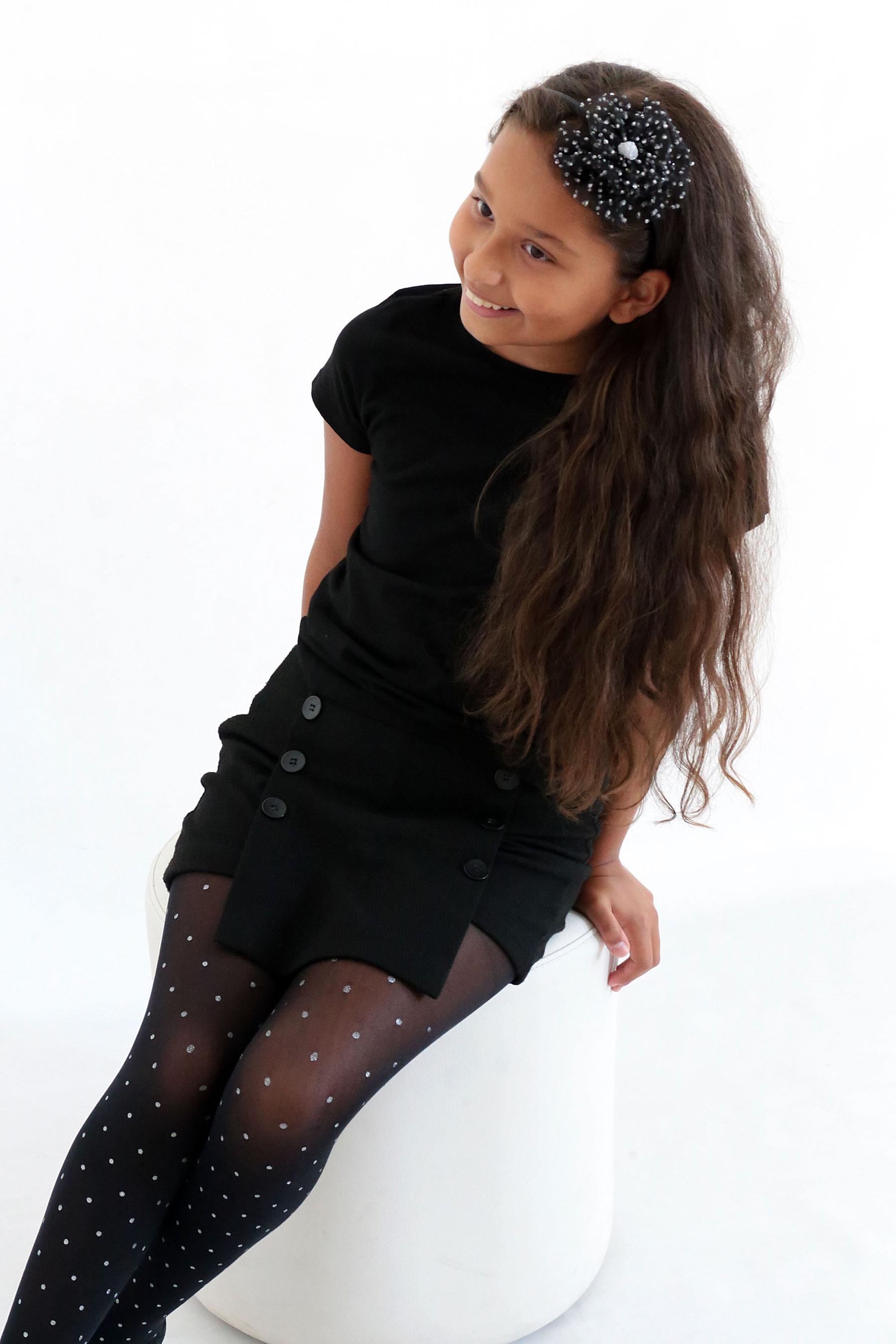 PUNTOSİM TAÇLI ÇOCUK KÜLOTLU ÇORAP SİYAH