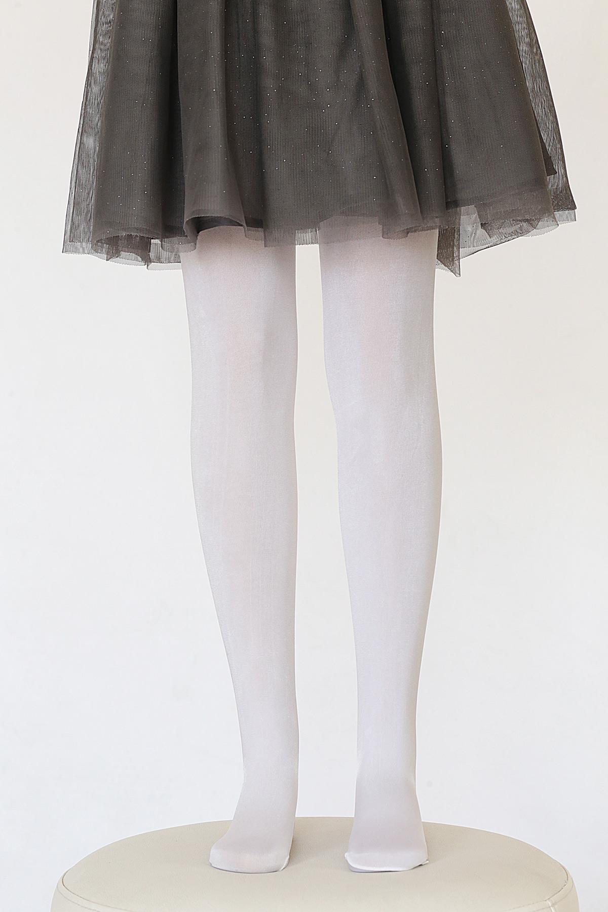 Saten 80 Çocuk Külotlu Çorap BEYAZ