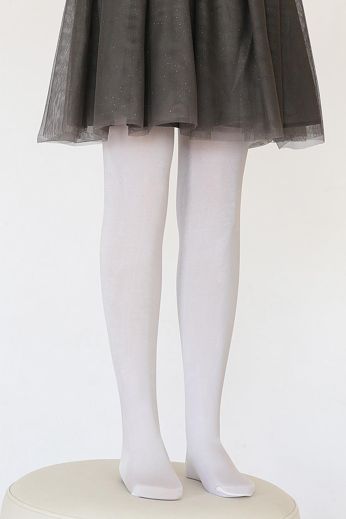 Saten 80 Çocuk Külotlu Çorap BEYAZ