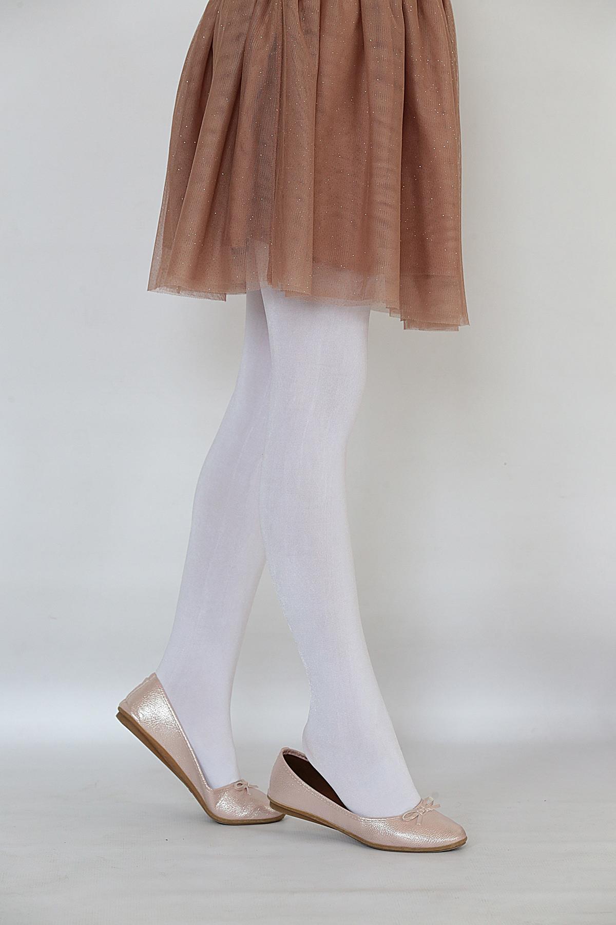 Saten 80 Çocuk Külotlu Çorap BEYAZ