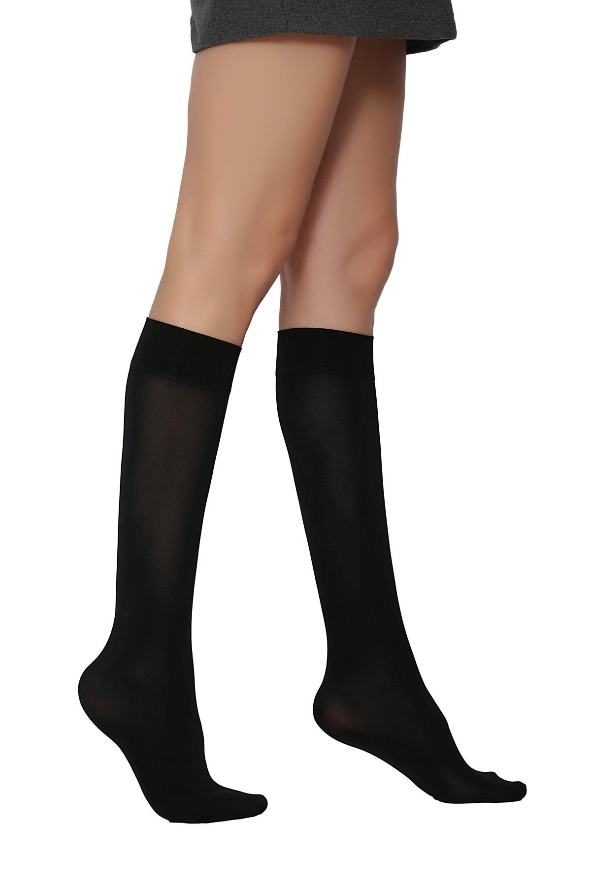 Saten 80 Dizaltı Çorap SİYAH