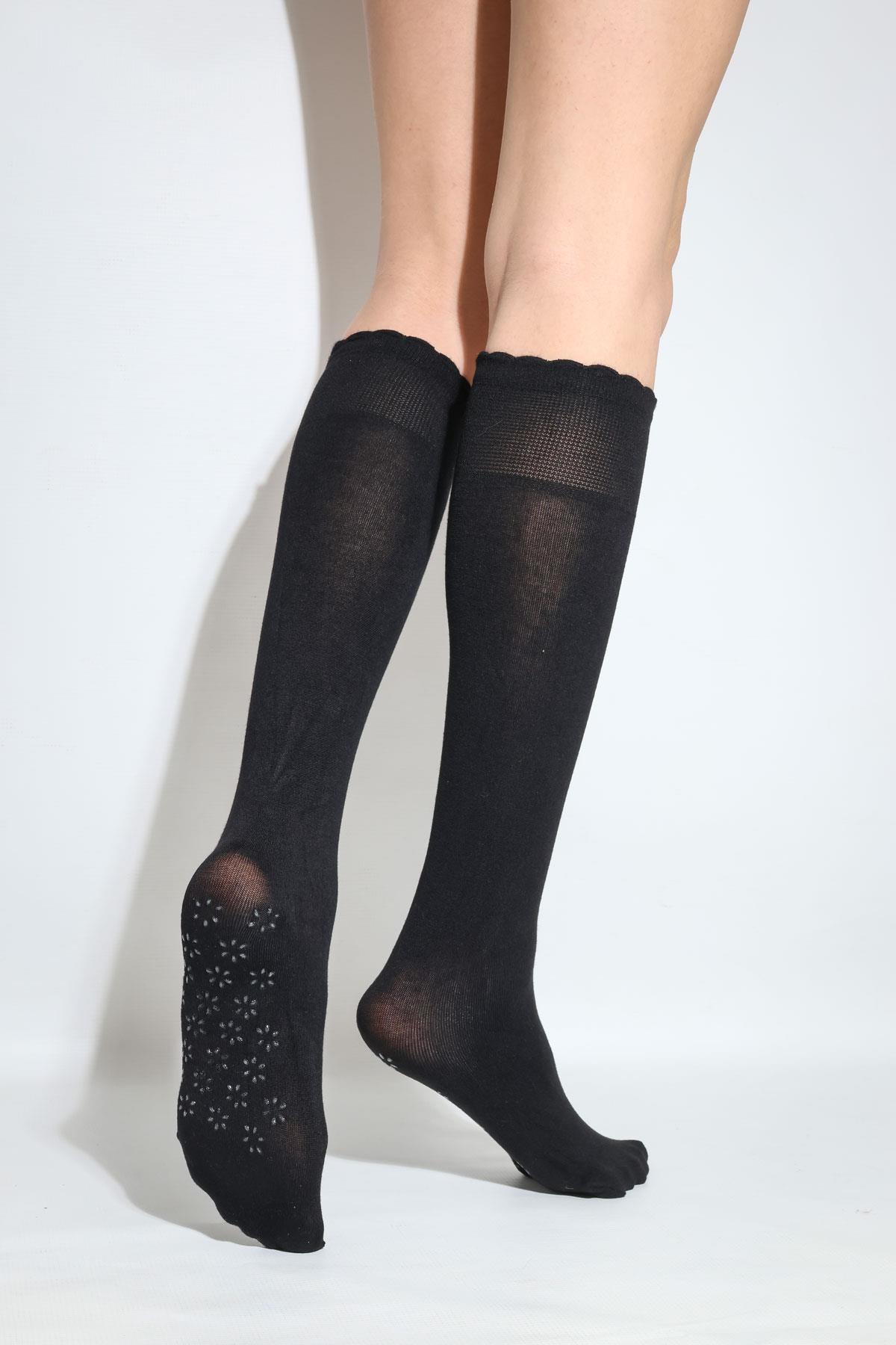 SOFT KAYDIRMAZ DİZALTI ÇORAP SİYAH