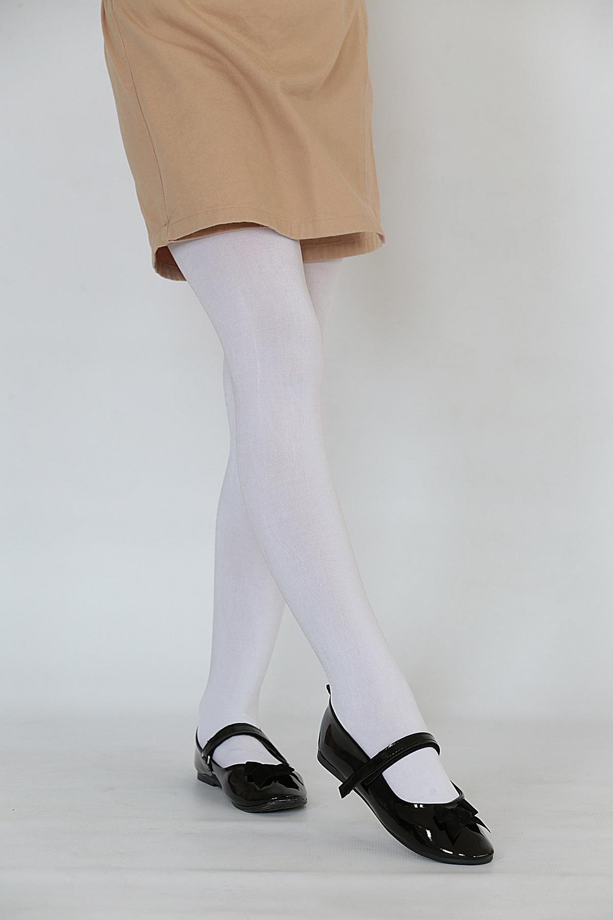 Soft Viskon Çocuk Külotlu Çorap BEYAZ