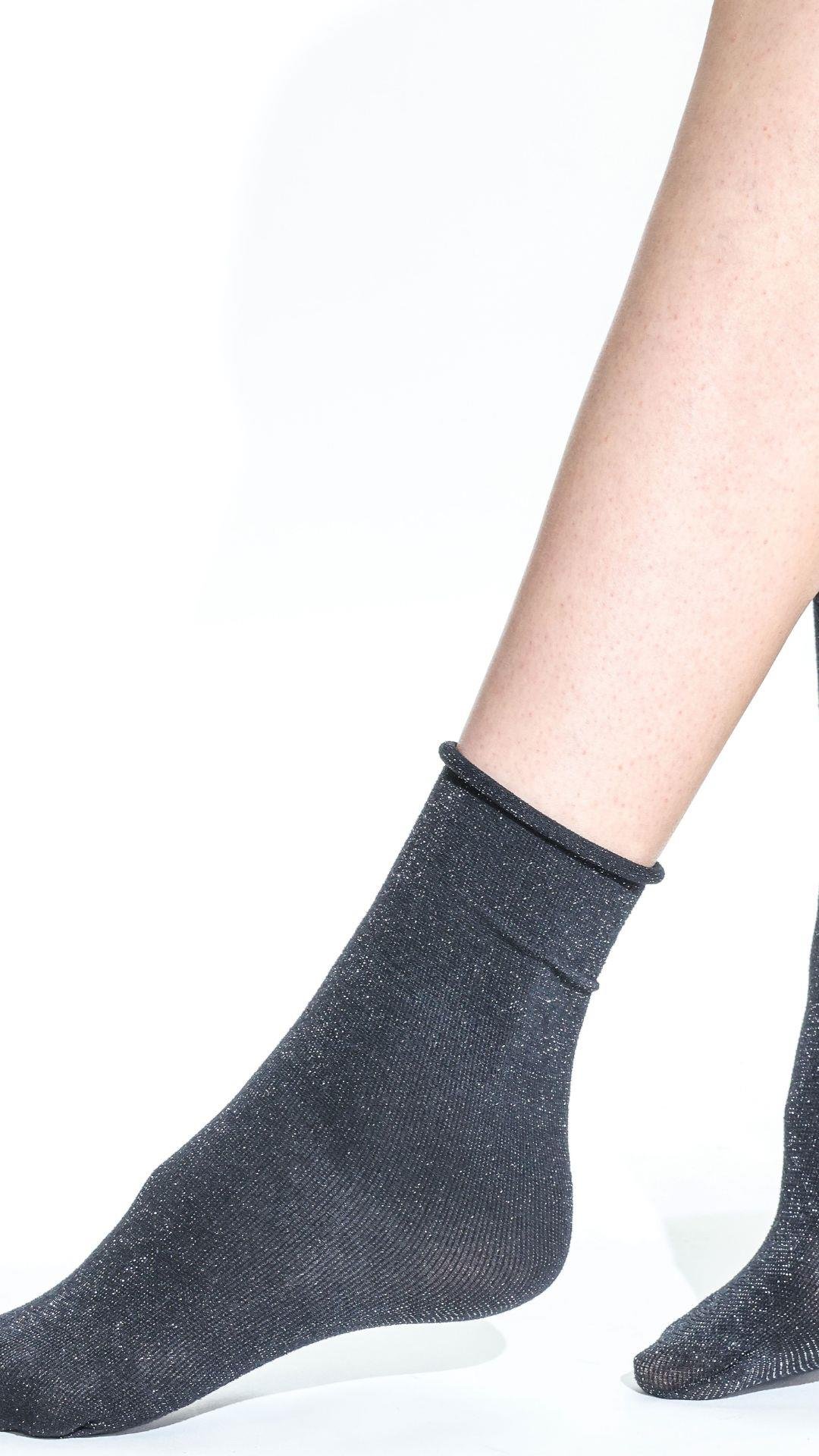 SUN LASTİKSİZ SOKET ÇORAP SİYAH-GÜMÜŞ