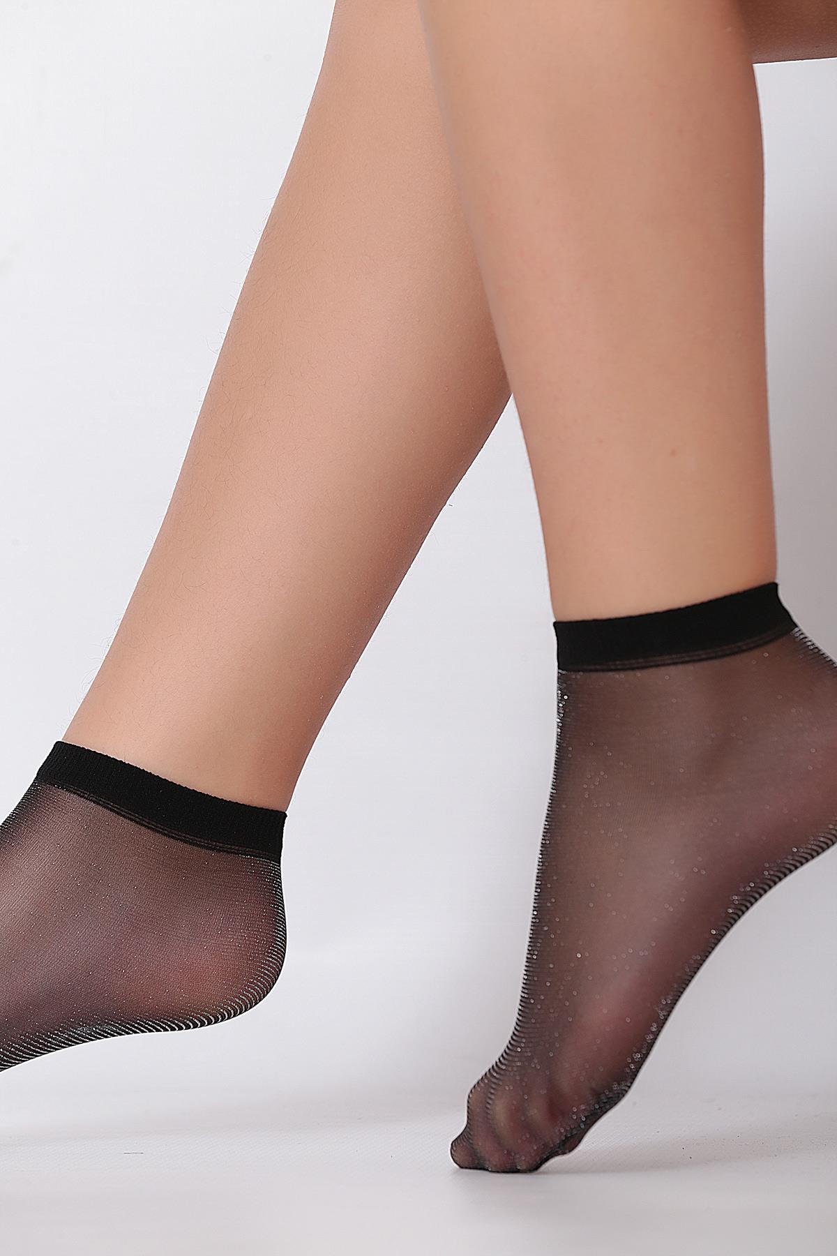 Sun Simli Çocuk Soket Çorap  SİYAH-GÜMÜŞ