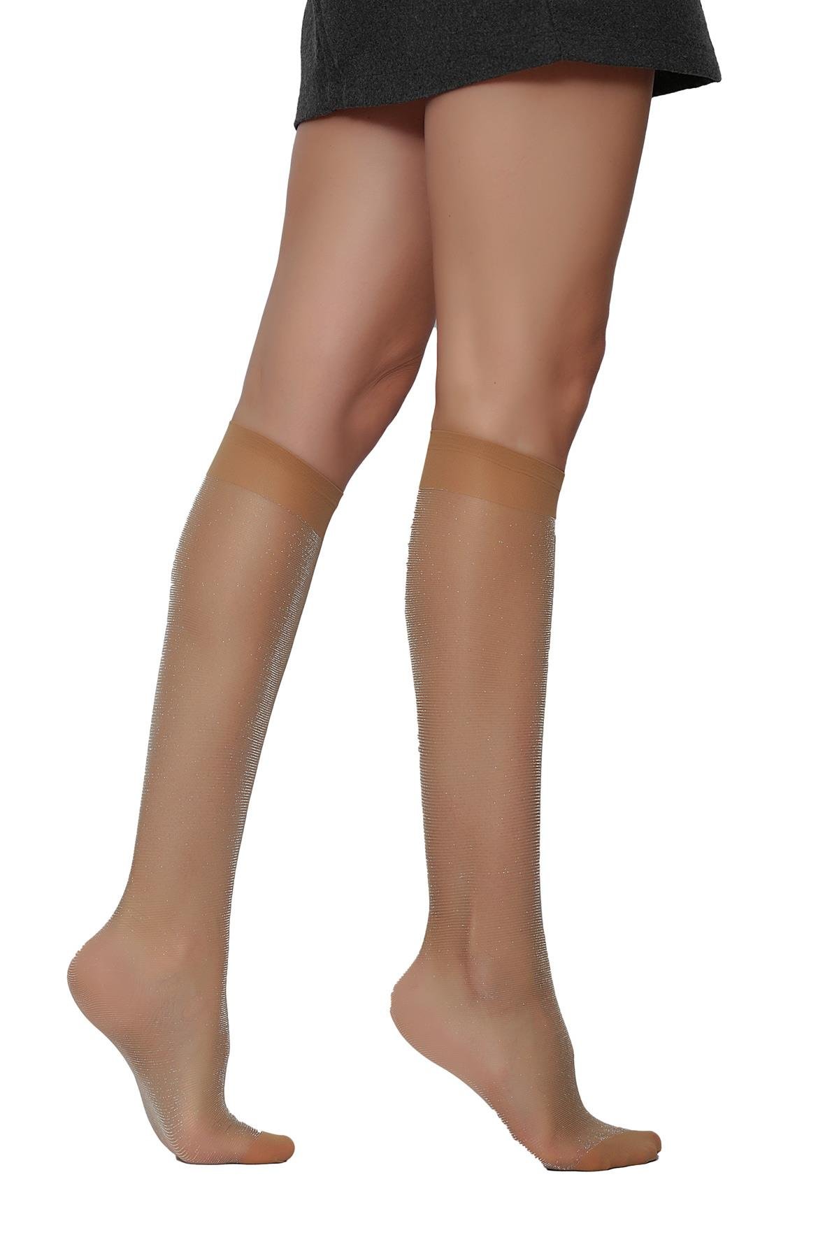 Sun Simli Dizaltı Çorap TEN-GÜMÜŞ