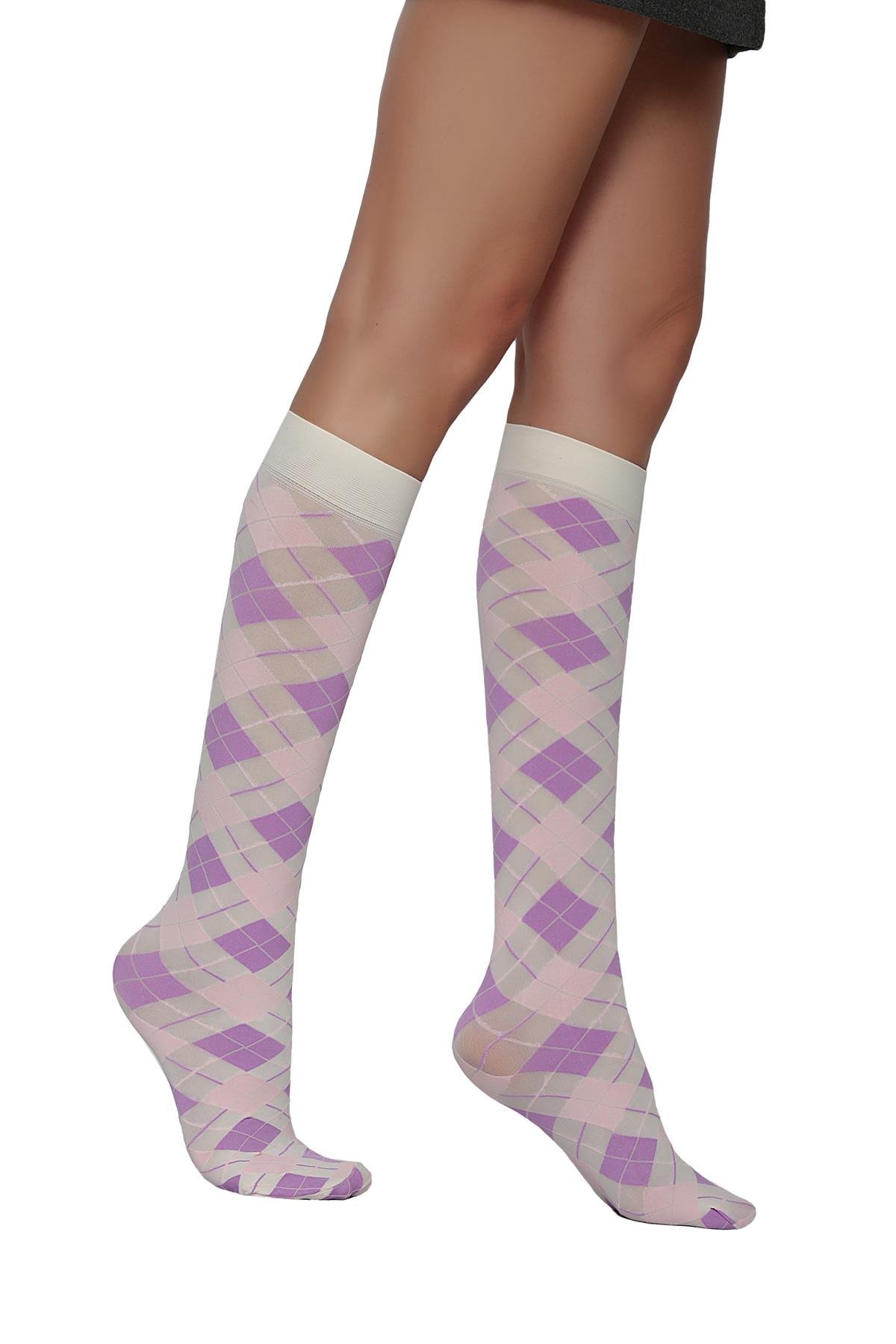 Veron Dizaltı Çorap KEMİK-PEMBE*LİLA