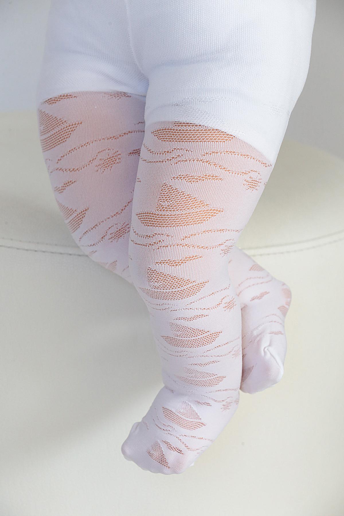 Yelkenli Bebek Mikro Külotlu Çorap BEYAZ