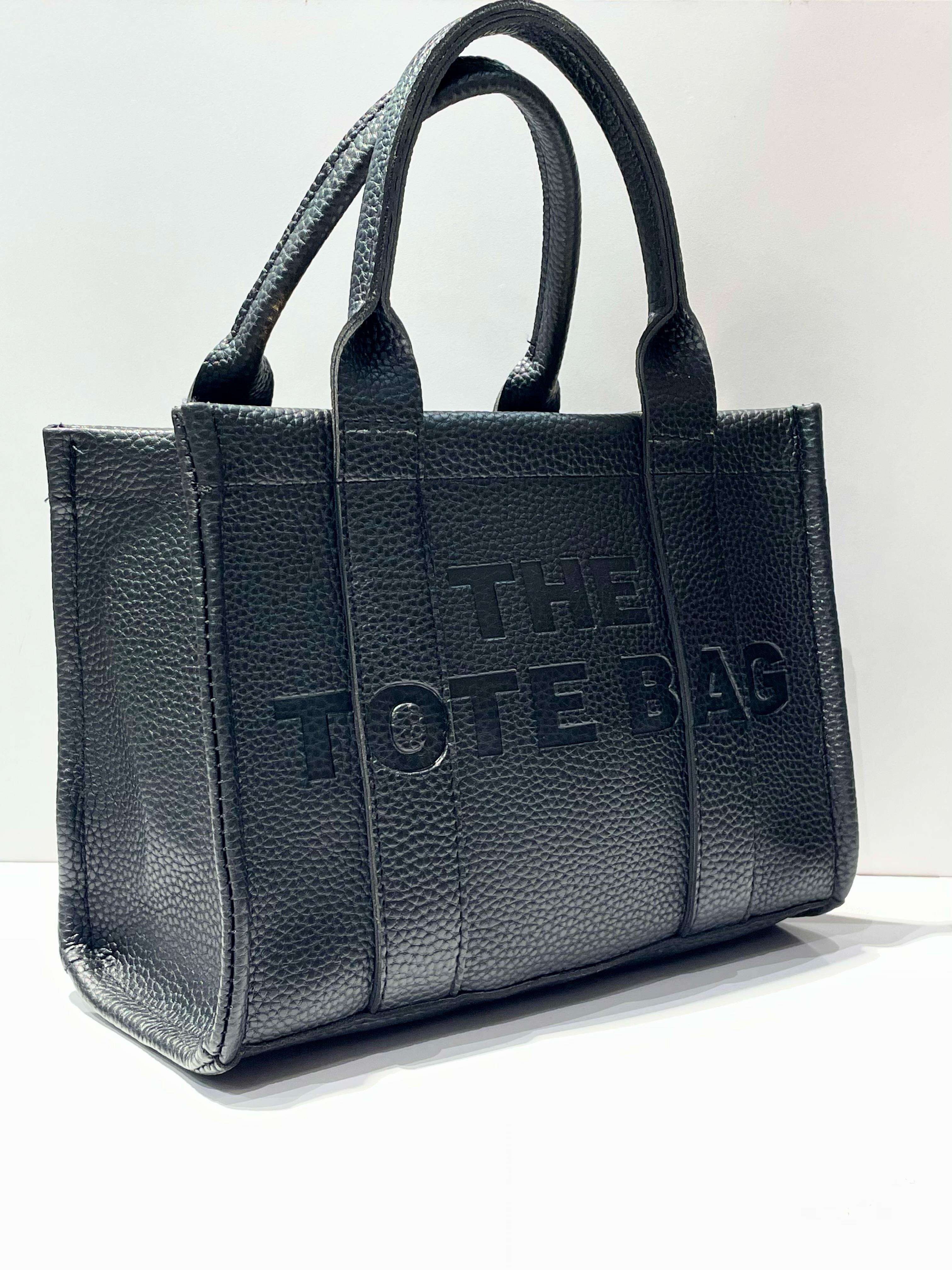 The Tote Bag Çanta Siyah Deri Detaylı