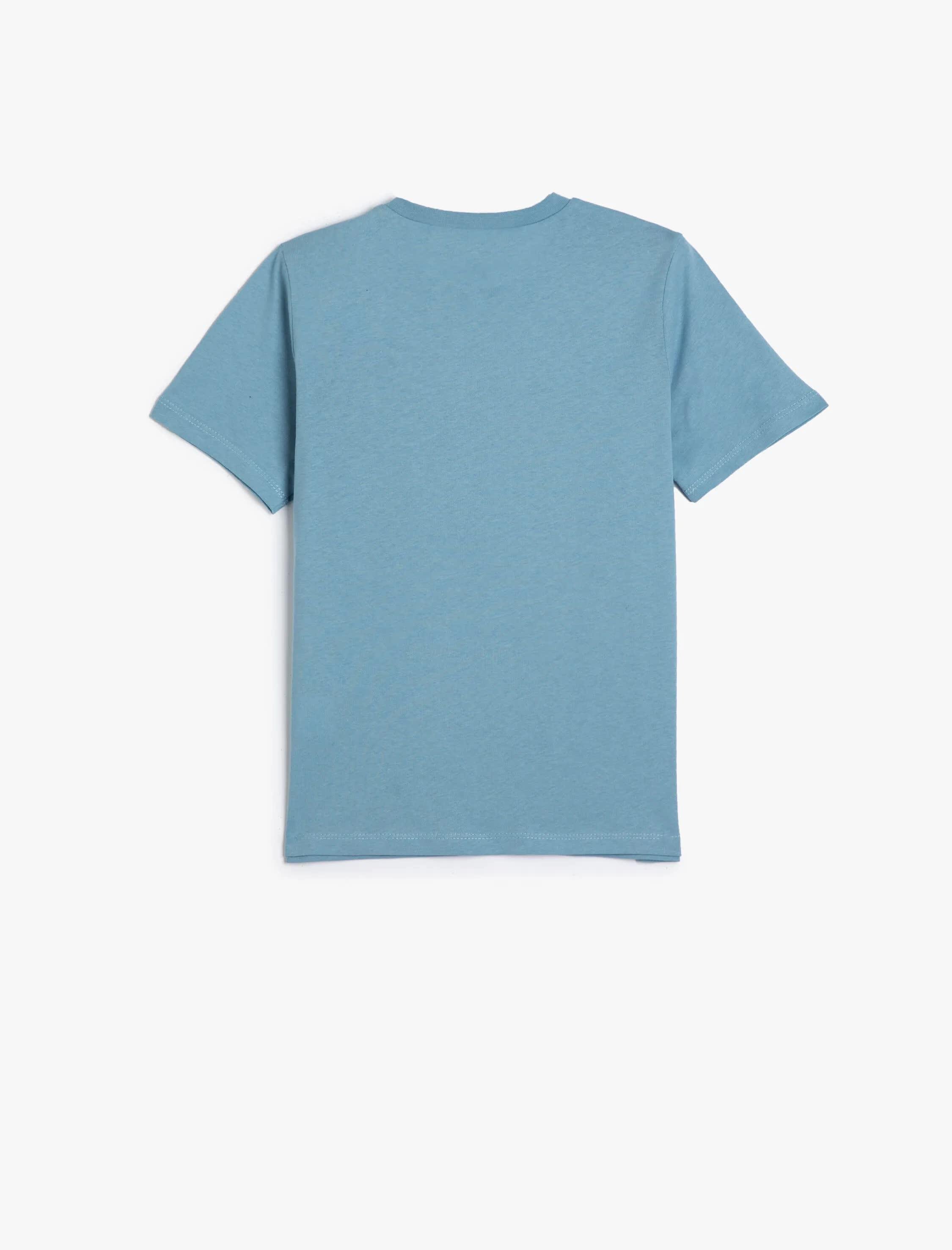 Erkek Çocuk Baskılı Tişört Bisiklet Yaka Kısa Kollu Pamuklu