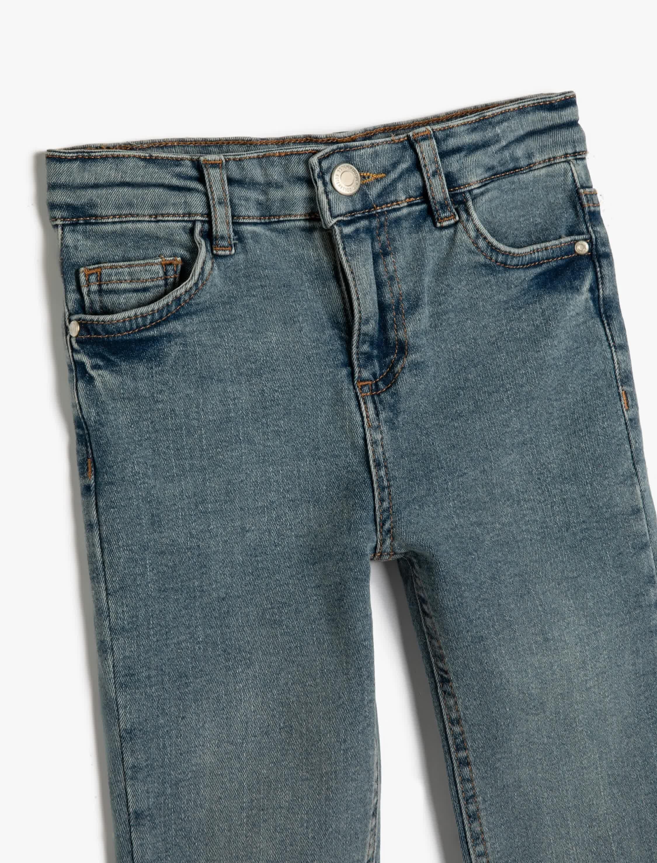 Kız Çocuk İspanyol Paça Trendy Kot Pantolon - Flare Jean Açık İndigo