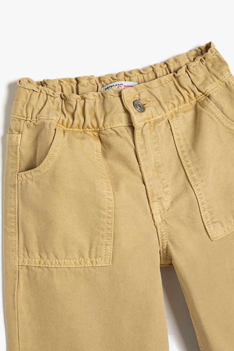 Kız Çocuk Geniş Paça Bej Pantolon