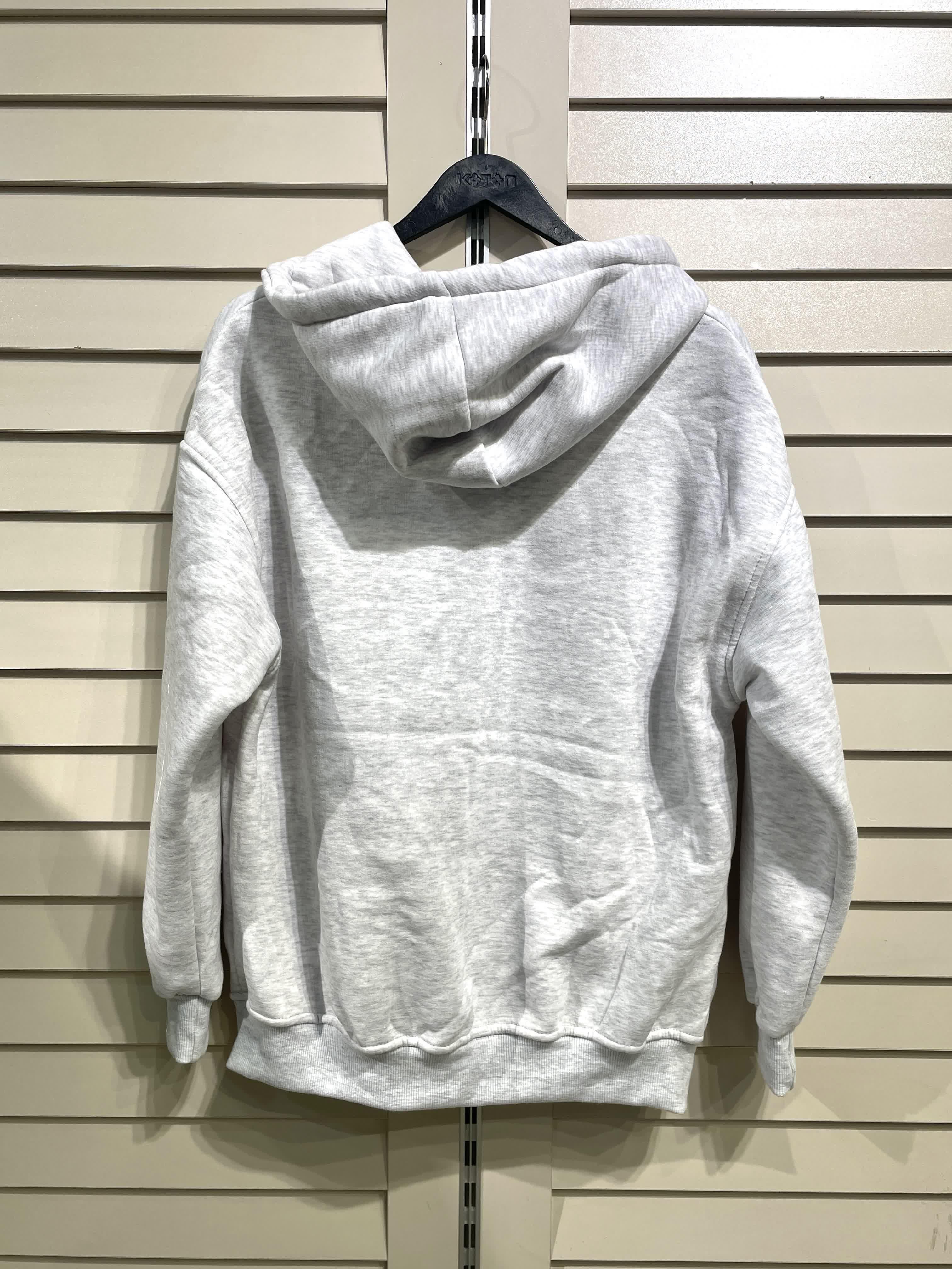 Gri Kadın Fermuarlı Kapüşonlu Sweatshirt
