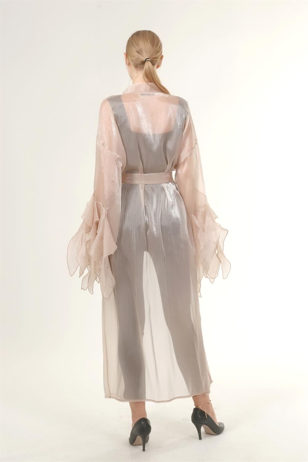 Kadın Abaya Fırfır Detay BEIGE