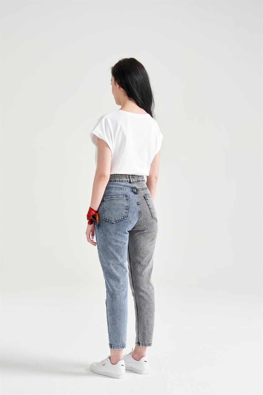Kadın Beli Lastikli Basic T-Shirt Beyaz