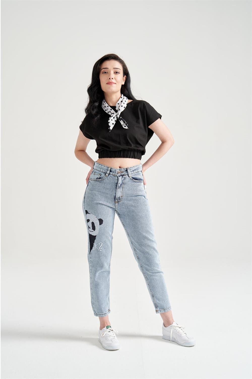 Kadın Beli Lastikli Basic T-Shirt Siyah