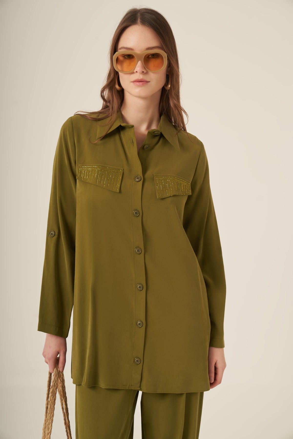 Kadın Benetti Taşli Takım Olive