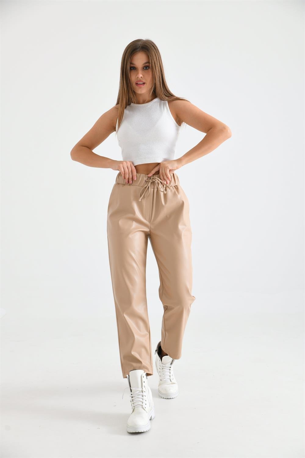 Kadın Deri Pantolon BEIGE