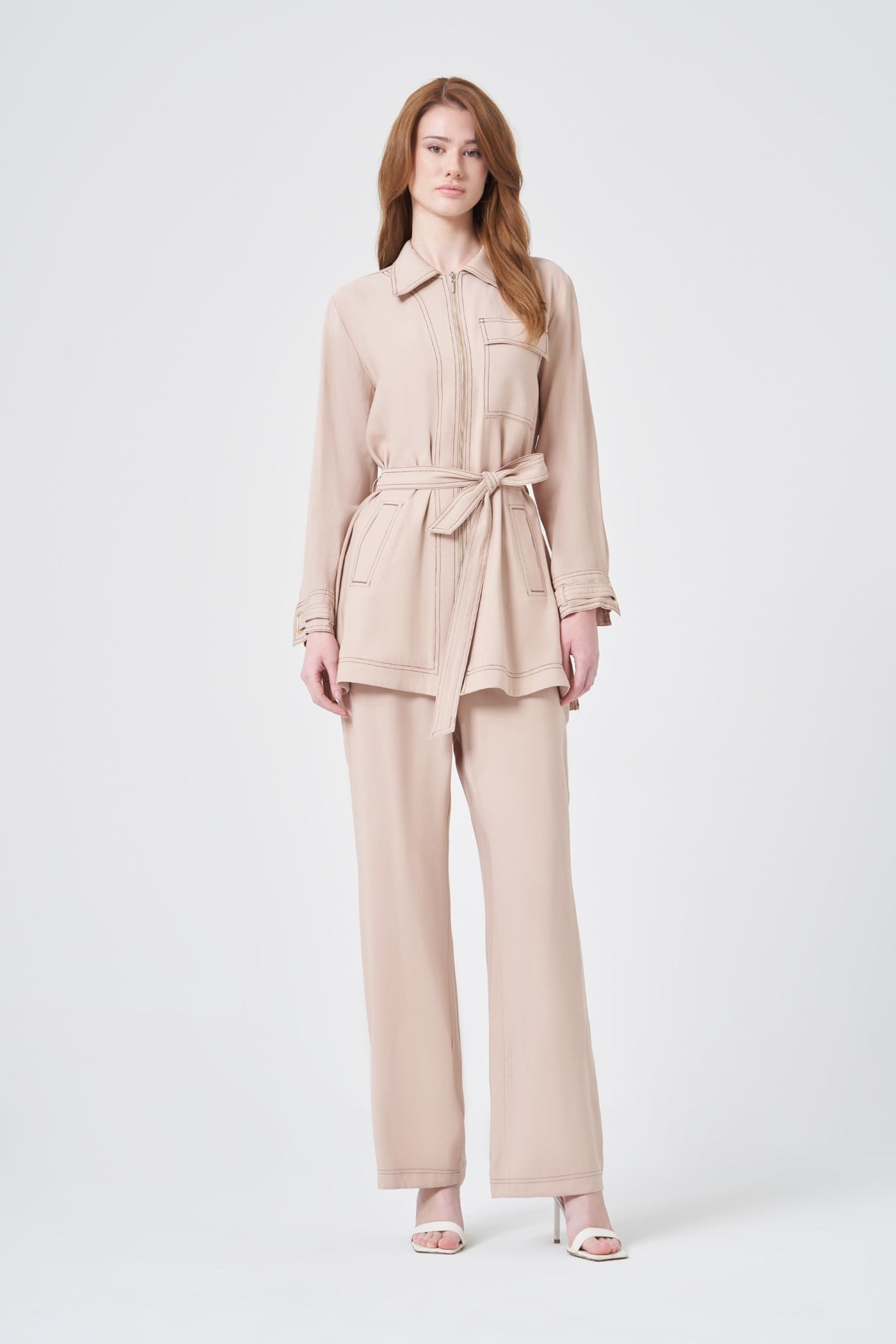 Kadın Erta Pantolonlu Takım Beige