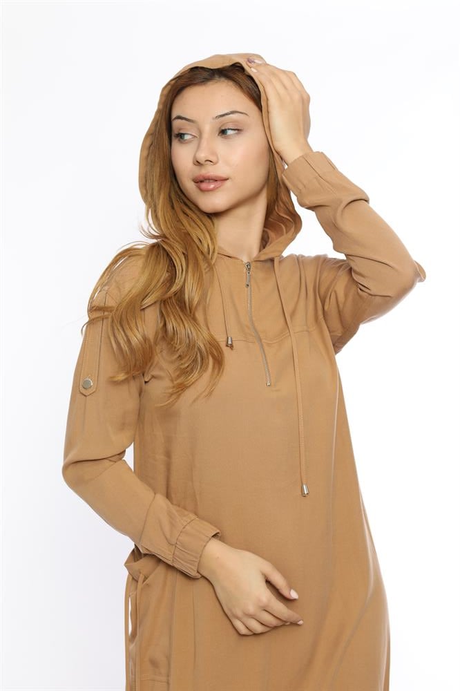 Kadın Fermuarlı Tunik CAMEL