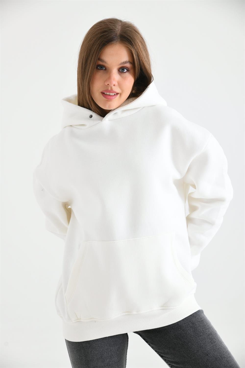 Kadın İçi Şardonlu Sweatshirt BEYAZ
