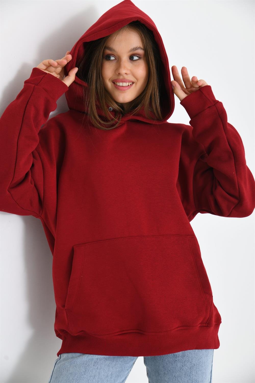 Kadın İçi Şardonlu Sweatshirt BORDO
