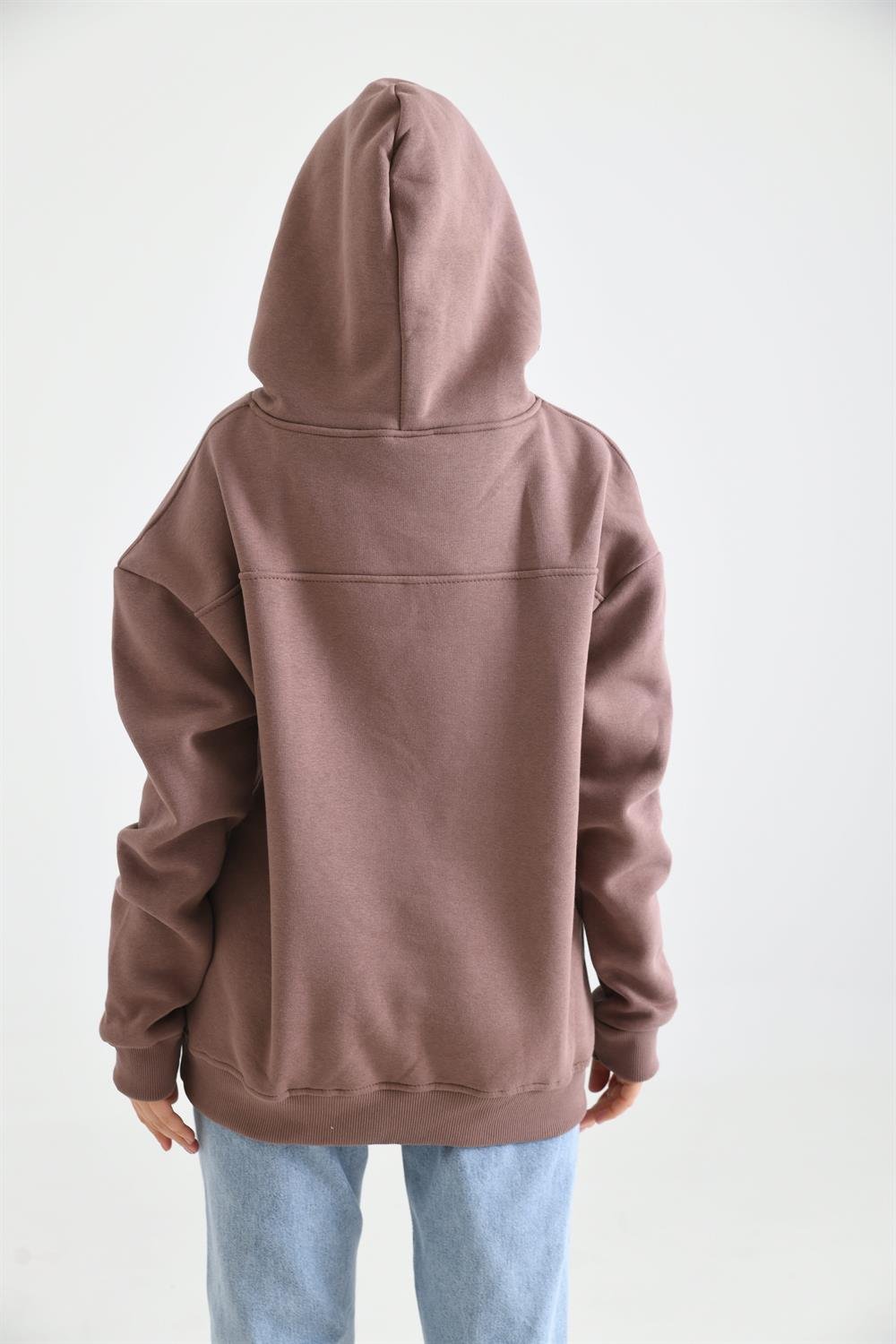 Kadın İçi Şardonlu Sweatshirt VİZON