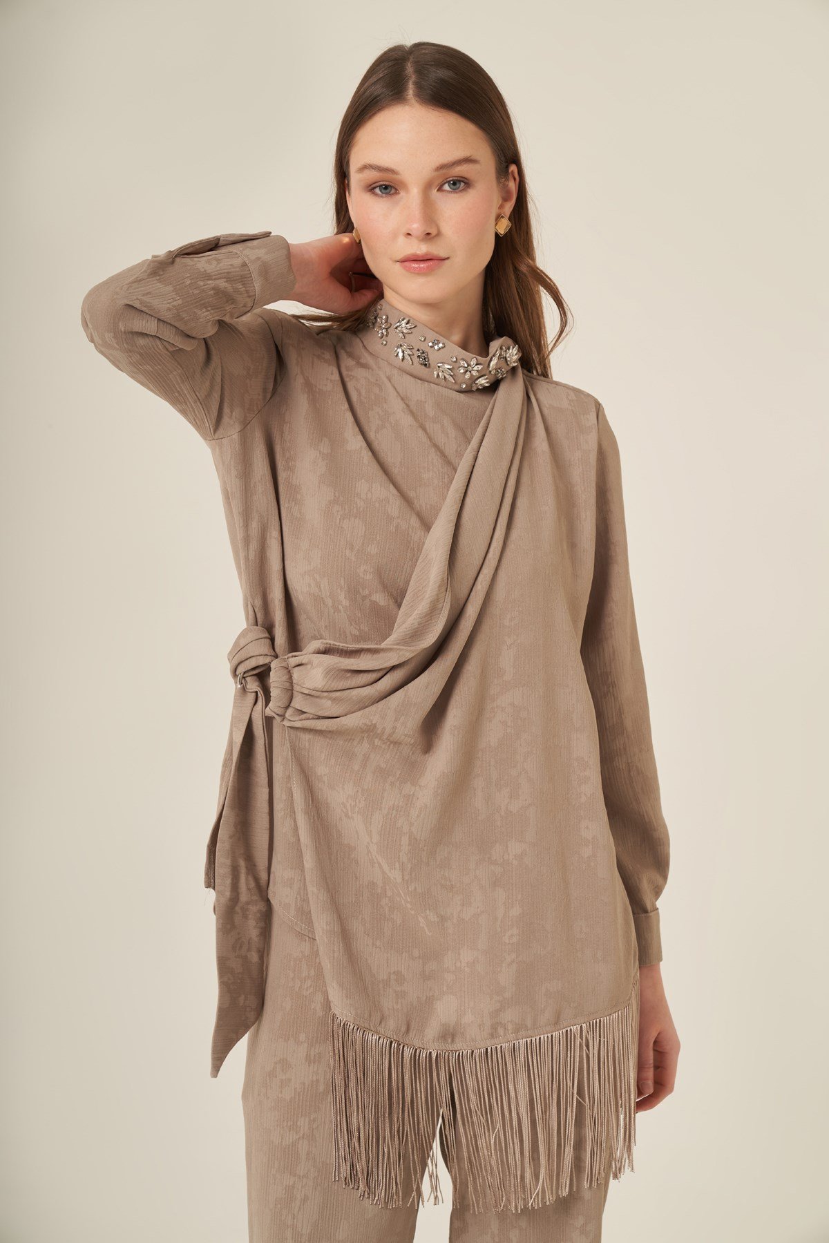Kadın Jakar Takım Beige