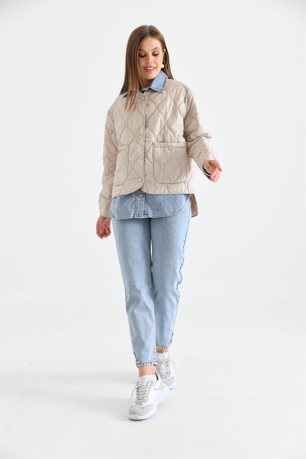 Kadın Jean Detay Mont BEIGE