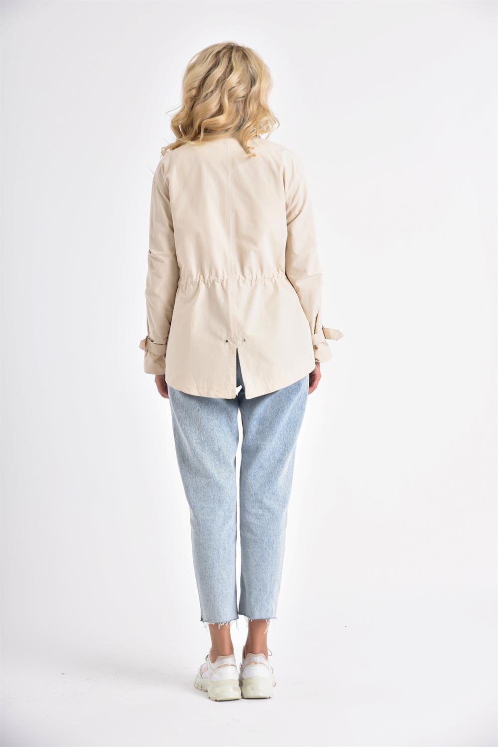 Kadın Jean Detaylı Trençkot BEIGE