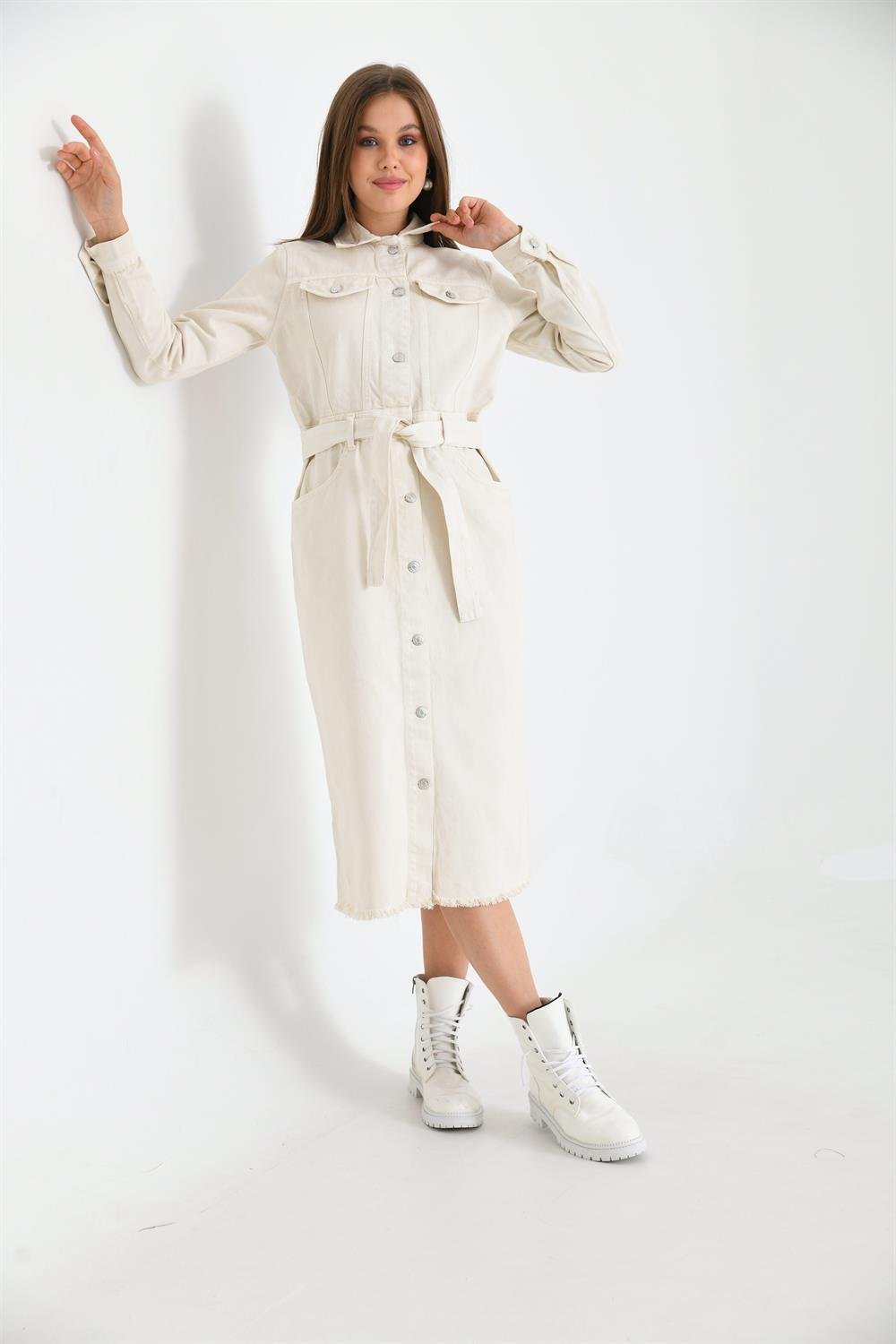 Kadın Jean Elbise BEIGE