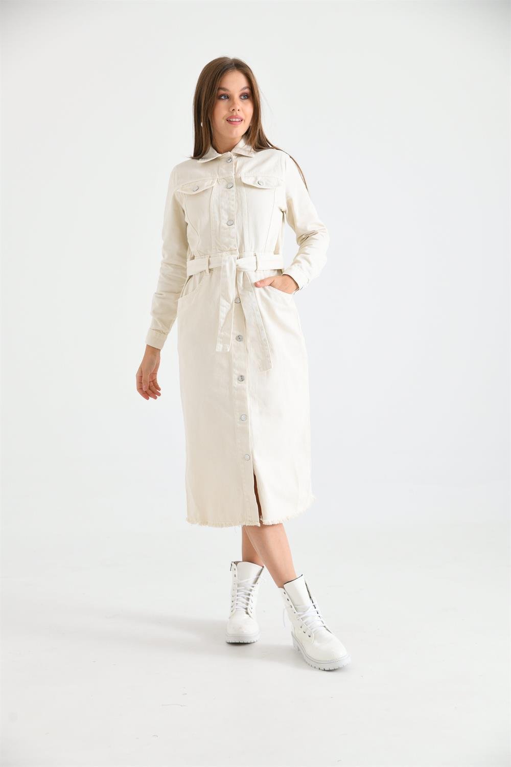 Kadın Jean Elbise BEIGE