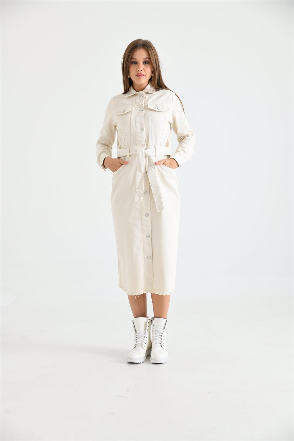 Kadın Jean Elbise BEIGE