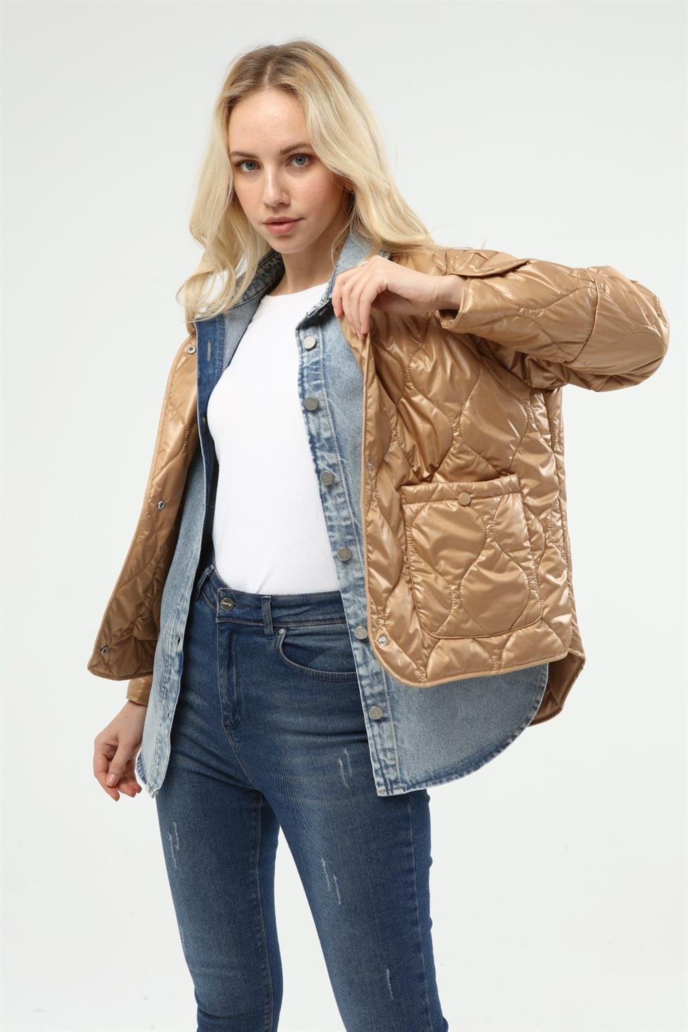 Kadın Kapitone Ceket BEIGE