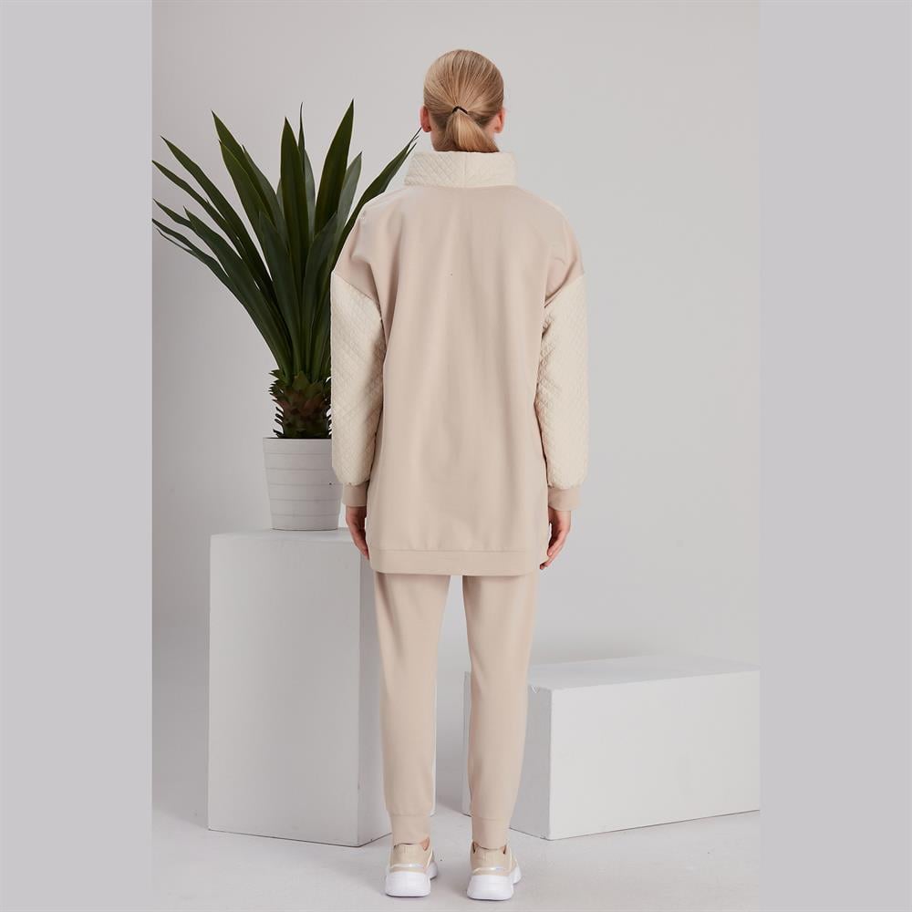Kadın Kapitone Garni İki İp Takım BEIGE