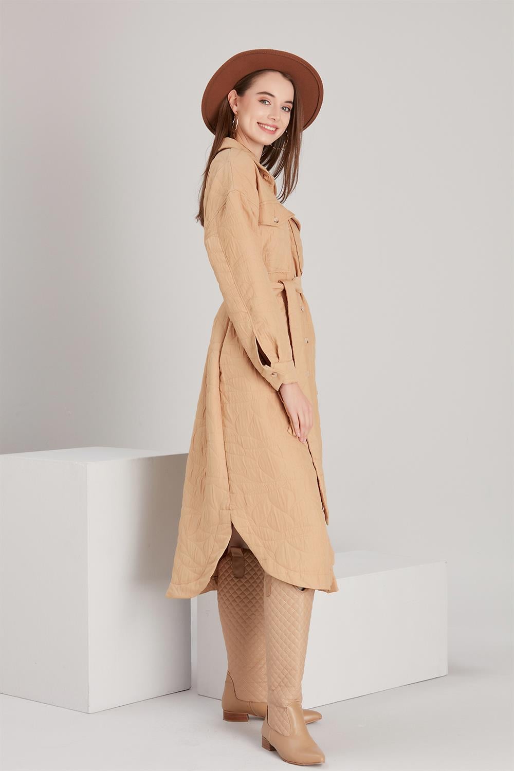 Kadın Kapitone Tunik CAMEL