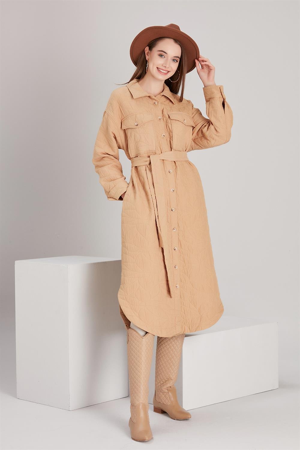Kadın Kapitone Tunik CAMEL