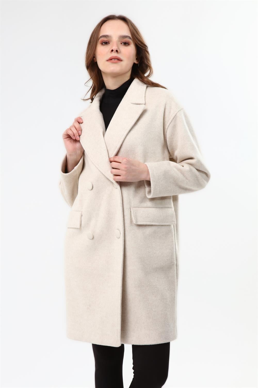 Kadın Kaşe Kaban BEIGE